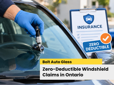 Technician repairing cracked windshield in Mississauga