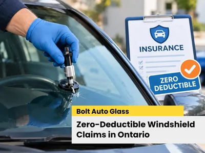 Technician repairing cracked windshield in Mississauga